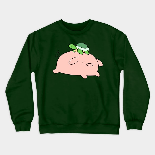 Pig and Tiny Turtle Crewneck Sweatshirt by saradaboru